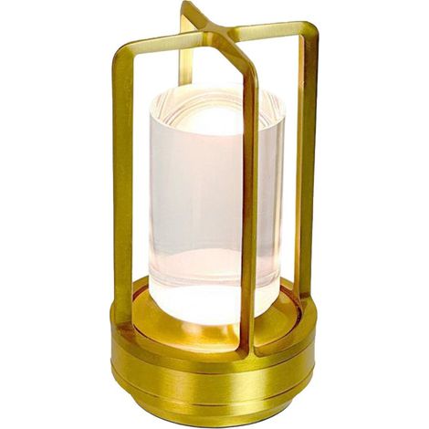 Trade Shop - 3 Watt Laterne LED Laterne Wiederaufladbare Lichtstühren Dimmable CCT D37-3C -      Gold