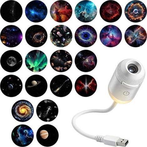 Projecteur galaxie et veilleuse 2-en-1 projecteur d'étoiles USB avec luminosité réglable pour plafonds et murs de chambre (1/5)