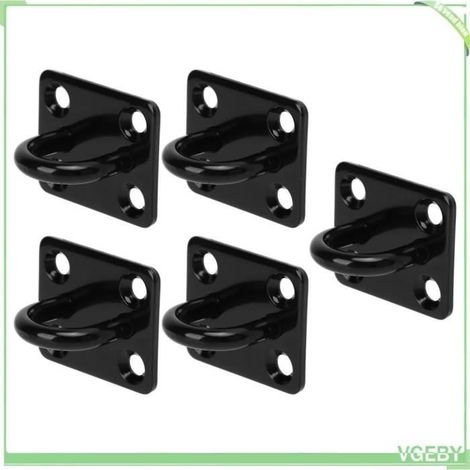 Crochet Plafond en Acier Inoxydable Charge Renforcée V GEBY Noir - Lot de 5