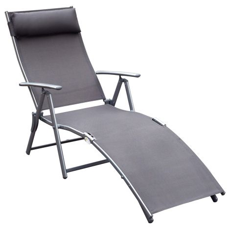 Chaise longue pliante, transat de plage avec coussin, chaise longue à dossier réglable en 7 positions, transat de jardin, chaise de jardin pouvant supporter jusqu'à 165 kg, pour le jardin, les vacance (1/5)