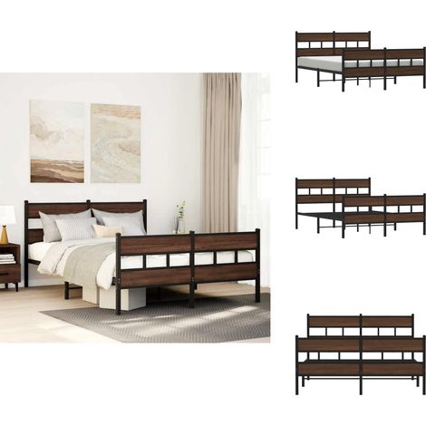 Cadre de lit en métal sans matelas chêne marron 160x200 cm - Cadre De Lit - Cadres De Lit - Lit Double - Lit (1/5)