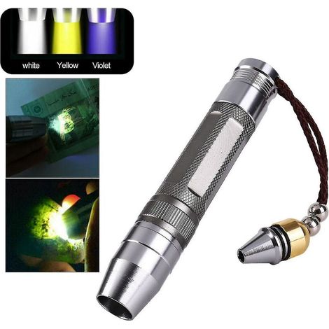 CREA 365nm lampe de poche LED torche blanc jaune lumière Uv pour bijoux en Jade gemme ambre Testsilver1 pièces