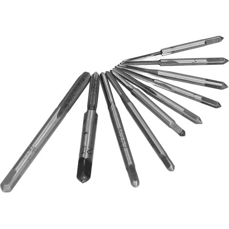 Satz mit 10 HSS-Gewindebohrern für die Uhrmacherei, Hochgeschwindigkeits-Mikrogewindeschneiden, Mini-Maschinengewindebohrer für Uhren und Präzisionsreparaturen. (1/5)