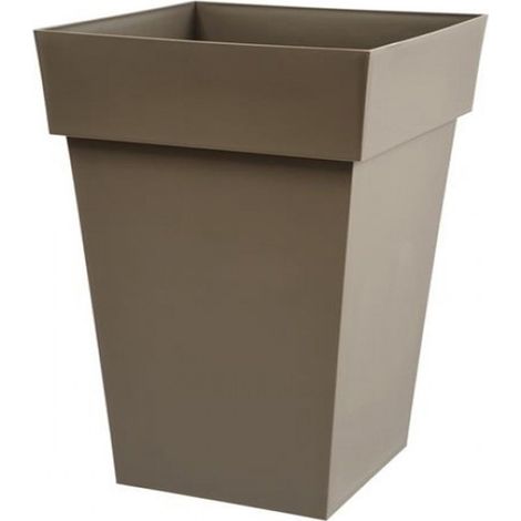 EDA – Pot de fleurs carré 51l taupe – Résistant aux UV et gel – Zone de rétention d'eau intégrée – Fabrication française en plastique durable (1/5)