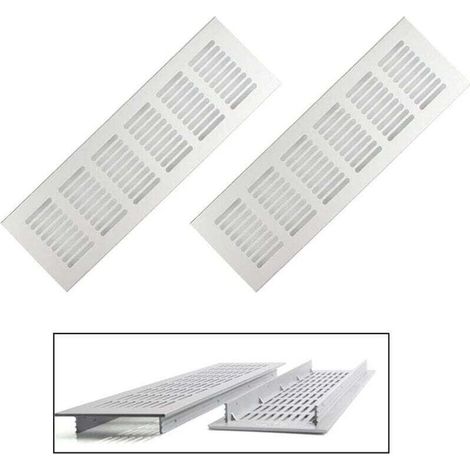 Grilles de ventilation 2 pièces, grilles de ventilation rectangulaires, grilles de ventilation en aluminium, grilles de ventilation extérieures 80x250 mm Grilles de ventilation pour armoire blanches (1/4)