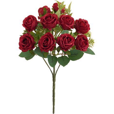 Rose Artificielle - Fleur Synthétique en Tissu - Décoration Intérieure Mariage Fête Maison - 1 Pièce - Rouge - 31 cm (1/5)