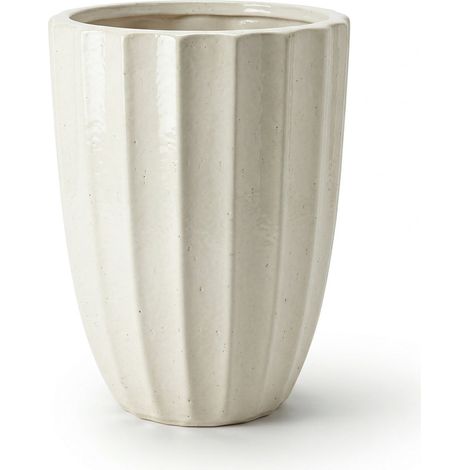 Pot grande taille d'extérieur HUGO 36x50cm crème, fait main en terre cuite émaillée, résistant au gel (1/5)