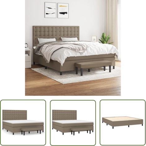 The Living Store Boxspringbett mit Matratze Taupe 180x200 cm Stoff - Boxspringbett - Doppelbett - Bettenrahmen - Lattenrost - Matratze (1/5)