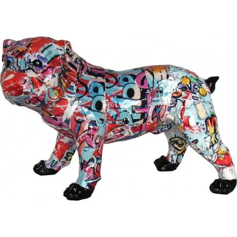 Statue bulldog anglais collage multicolore en résine - TAG (1/5)