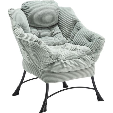 CHICFURN Sillón auxiliar 80x70x95 cm de metal verde claro para espacios pequeños (1/5)