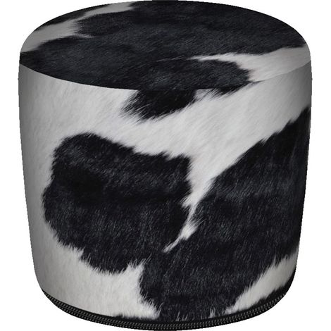 Pouf cilindrico in pelle di mucca Cordura GR 40x40 cm (1/5)