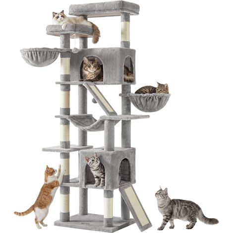 Arbre à Chat XXL, Tour d'Activités en Sisal, 55 x 45 x 206 cm (1/5)