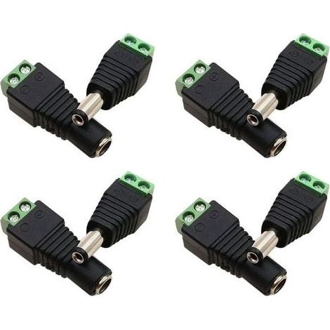 Lot de 4 connecteurs DC 5,5 x 2,1 mm mâle femelle 12V, prises d'alimentation pour caméra CCTV et bande LED LIAIKI (1/5)