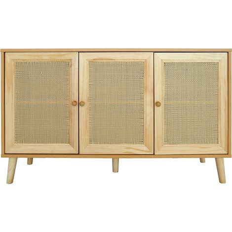 Credenza in stile canna "Neuille" - 120 x 40 x 71,5 cm - Beige (1/4)