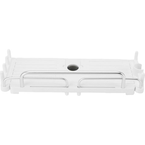 Ausziehbares Duschregal, rostfrei, höhenverstellbar, Badezimmer-Aufbewahrungsregal, Wohnaccessoire, weiß (1/5)