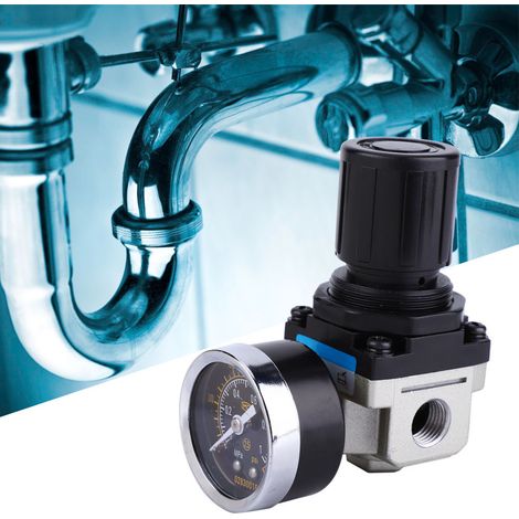 AR2000-02 G1/4" Filtre à air Source Compresseur Régulateur de pression réglable Vanne de réduction (1/5)