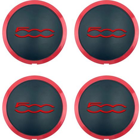 Lot de 4 enjoliveurs chromés pour Fiat 500, 500e, 500c et 500l. Compatibles avec les références 68078419ac et 68078421ac. Enjoliveurs de roue résistants à la chaleur. (1/5)