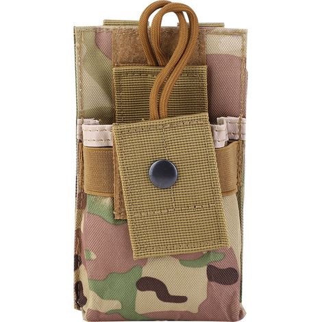 Sacoche de rangement multifonctionnelle Molle en nylon pour radio tactique, idéale pour les activités militaires en extérieur, avec poche camouflage pour talkie-walkie.-AquaForge (1/5)
