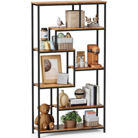 Bealife – Bibliothèque 7 niveaux en métal avec pieds réglables – Dimensions 100 x 30 x 180 cm – Rangement ouvert pour livres et objets décoratifs