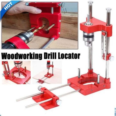 Tragbare Bohrschablone, Bohrpositionierer für Holzbearbeitung, Säulenbohrmaschine aus Stahllegierung und Kunststoff, tragbarer Bohrpositionierer, Zubehör für den Möbelbau (1/5)