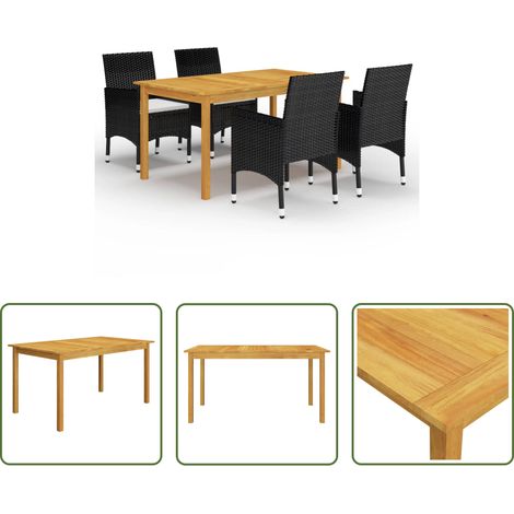 vidaXL Salle à manger extérieure - Ensemble à manger de jardin 5 pcs Noir (1/5)