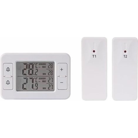 Kabelloses Innen- und Außenthermometer, digitales Hygrometer mit hintergrundbeleuchteter Luftqualitätsanzeige (1/5)