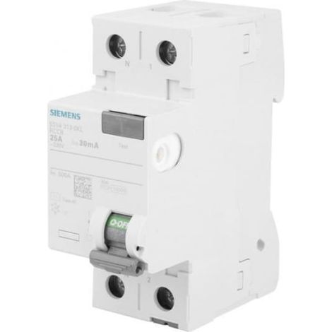 Interruttore differenziale Sentron 2P 25A 30mA, tipo CA, polo N, sinistra 5SV4312-0KL