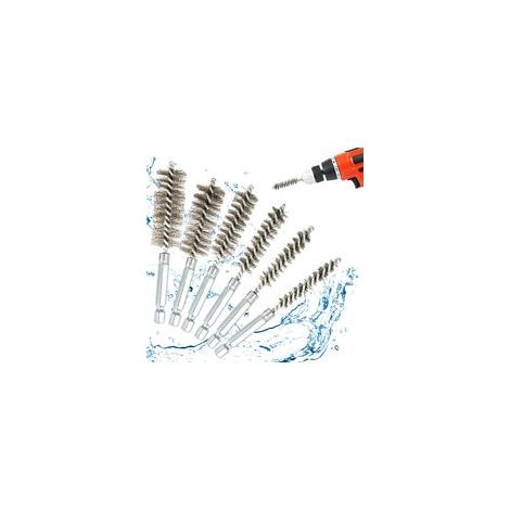 6 Stück Bohrer-Reinigungsbürste aus Edelstahl, Flaschenbürste, Reinigungsofen-Kesselbürsten für Schlagbohrmaschinen (8 mm).、10mm、12mm、15mm、17mm、19mm) (1/5)