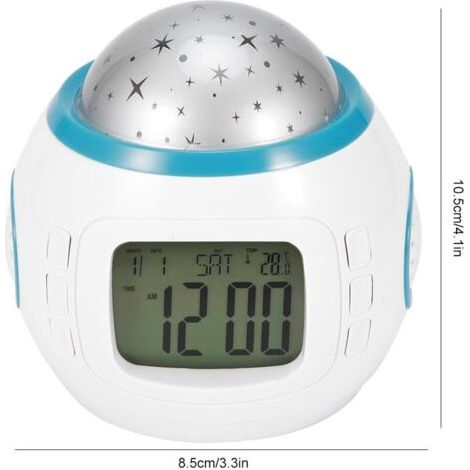 Sveglia Proiettore LED, Multifunzionale con Calendario e Temperatura, Luce Notturna per Bambini (Batterie non incluse) (1/4)