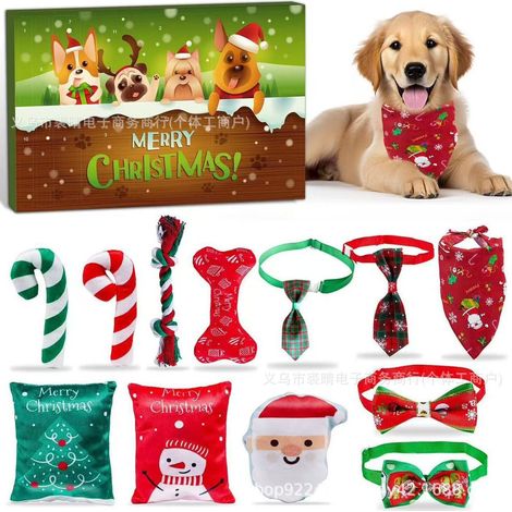 Christmas Cat and Dog Countdown Blind Box with Cat Bell and Dog Tie - Christmas Dog Toy CW-004