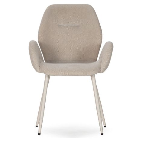 SIMON - Lot de 2 fauteuils pieds en métal noir - Beige