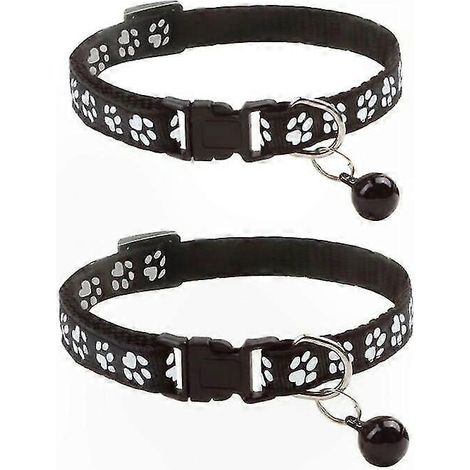 Collier chat réflecteur avec grelot, lot de 2 colliers chaton sécurité détachable, collier chiot anti-étranglement, bande réfléchissante et boucle sécurisée (1/5)