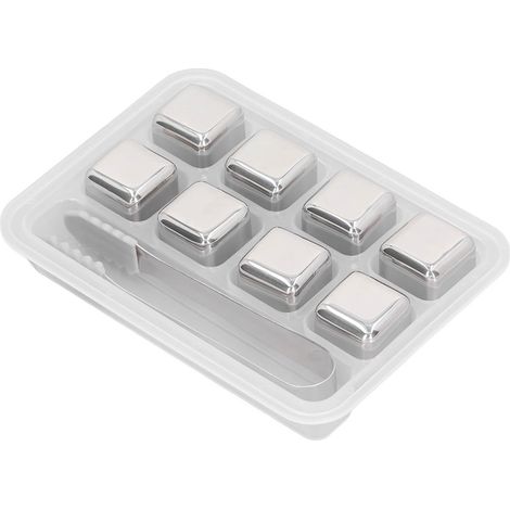 Set de 8 Pierres à Whiskey Inox 304 Réutilisables avec Pince et Boîte de Rangement pour Rafraîchir sans Diluer (1/5)