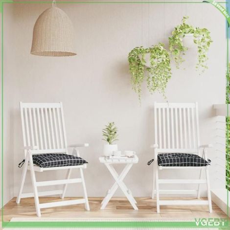 361546 Coussins de chaise lot de 2 carreaux noir 50x50x7 cm (1/5)