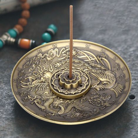 Support Pour Encens - Brûleur D'Encens En Alliage De Zinc Avec Récupérateur De Cendres Pour Méditation Yoga Bureau Maison - 1 Pièce (1/5)