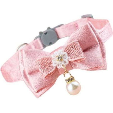 KEENSO Collier pour animaux de animalerie Nœud pendentif perle (amovible) Largeur 1cm / 0.4in, Longueur 20‑30cm / 7.9‑11.8in (1/4)