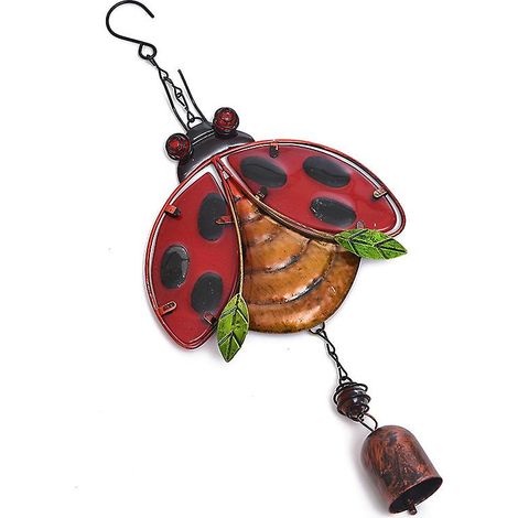 Carillon éolien coccinelle en métal rustique - Clochette porte-bonheur pour jardin et décoration intérieure (1/5)