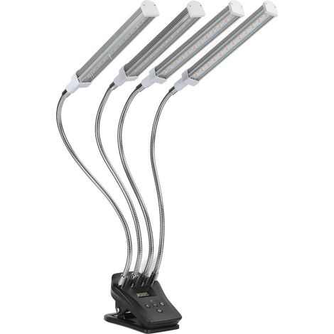 Lampe horticole LED à quatre têtes, 96 W de luminosité, avec col de cygne réglable, pour plantes d'intérieur (prise UE). (1/5)