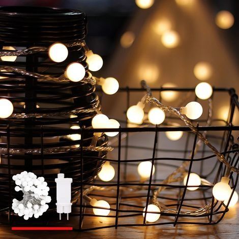 Guirlande lumineuse, Boule, blanc chaud, 100LED(10m), ligne électrique 5m, Décoration, Trasformatore a bassa tensione 31V (1/5)