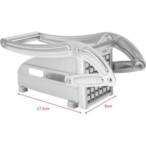 Coupe-frites machine inox pro lames trancheuse pommes de terre légumes concombre découper cuisine carotte poignée ergonomique (1/4)