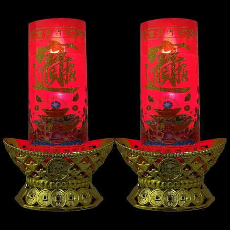 2 pièces Lampe Bougie Bouddhiste LED Sans Flamme Lot de (1/5)