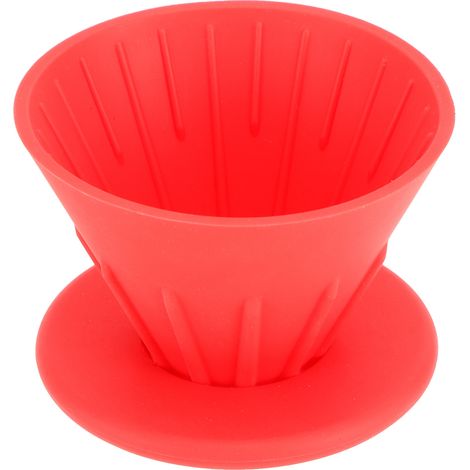 Filtre à café réutilisable en résine de silicone, accessoire pour machine à café, pour la maison et l'extérieur (rouge) (1/5)