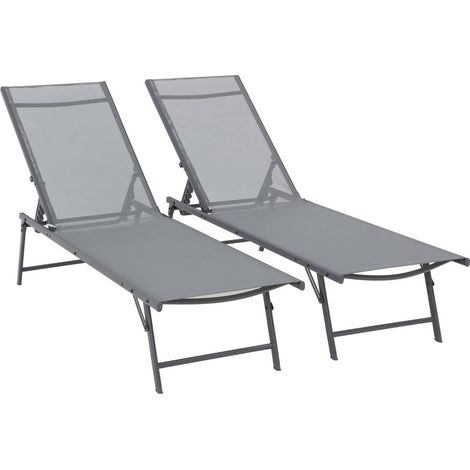 Pair of multi-position steel sun loungers, Tropea, Anthracite, 181x54.5x82.5 cm (1/5)