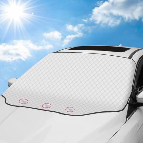 Parasol apto para ventanas de coche - Protección UV - Plegable magnéticamente - Universal - Plateado - 193  126 cm (1/2)