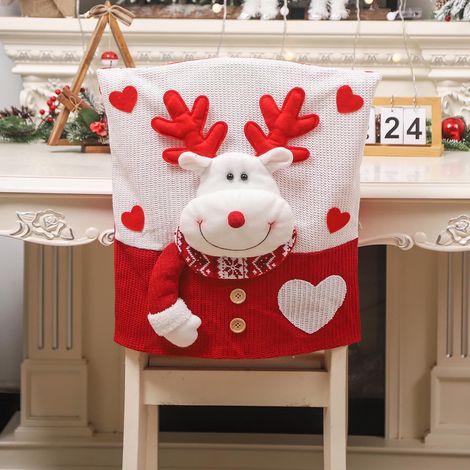 Housse De Chaise - Personnage En Relief De Noël - Housse Pour Chaise Et Table - Motif Père Noël - 1 Pièce (1/3)