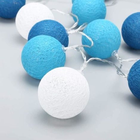 Guirlande Lumineuse Boules Coton - LED - Alimentation Piles AA - Pour Décoration Intérieure Extérieure - 20 Boules - 3 M (1/4)