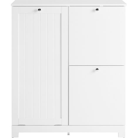 SoBuy Meuble de buanderie 2 tiroirs Blanc 78x38x90cm Moderne BZR213-W