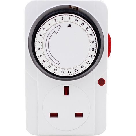 24 Hour Programmable Mechanical Timer Plug Switch, Energy Saving UK Plug-in Indoor Timer Socket for Lights, Lamp and Home Appliances (13A/3250W) 7250120mm (1/4)