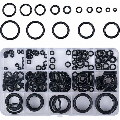 200 joints en caoutchouc, assortiment de joints toriques, joints hydrauliques noirs pour robinetterie, appareils électroménagers, roulements et pompes. (1/4)