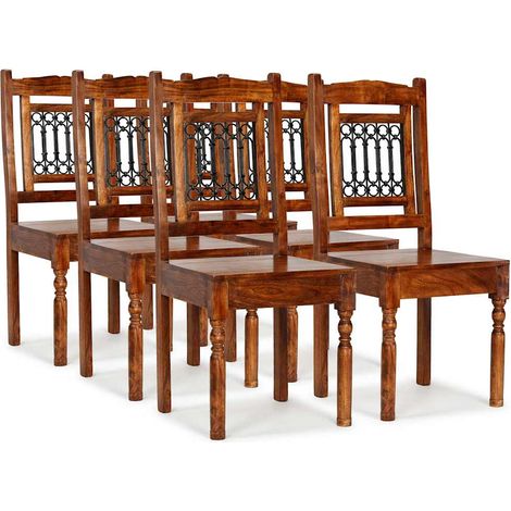 Chaises à manger lot de 6 bois massif classique (1/5)
